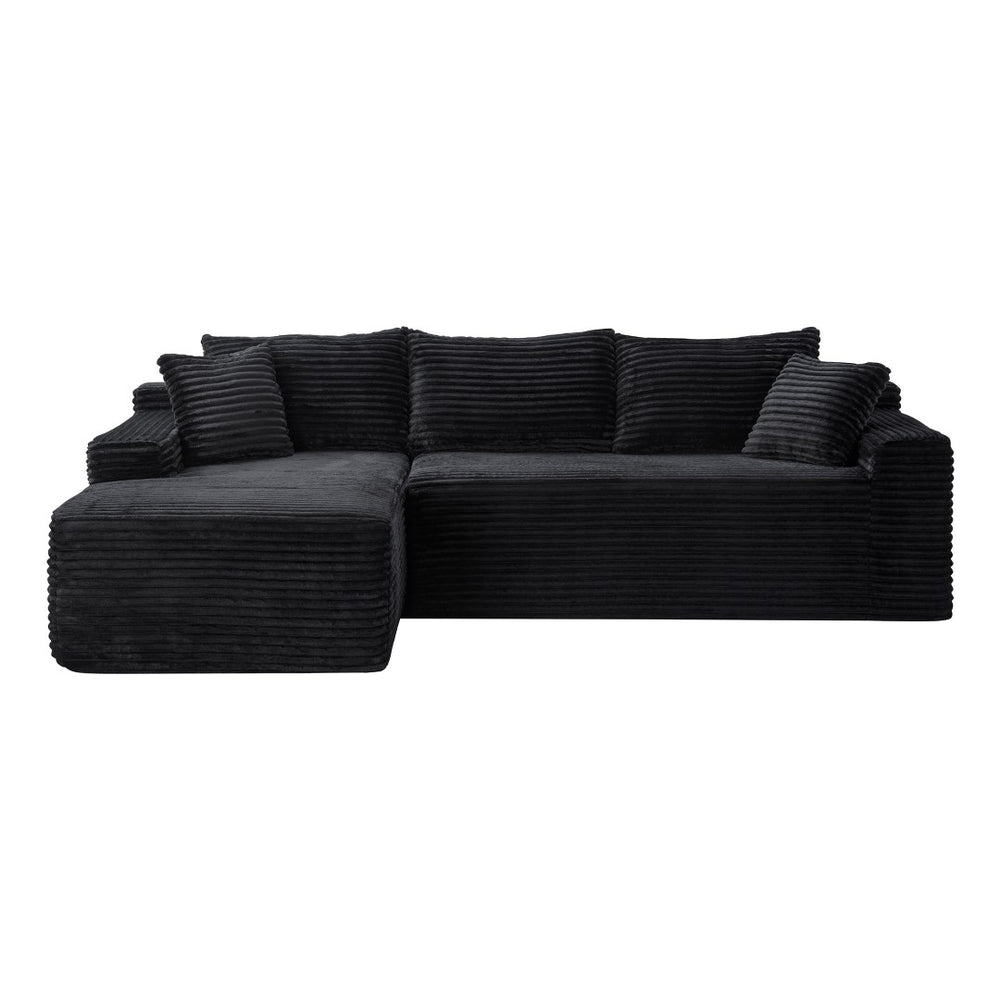 English Elm 106.3" Jumbo Corduroy L-shaped Sectional Deep Seat Sofa No Assembly Modern Living W5515S00038