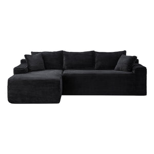 English Elm 106.3" Jumbo Corduroy L-shaped Sectional Deep Seat Sofa No Assembly Modern Living W5515S00038