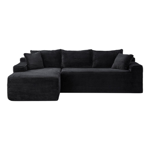 English Elm 106.3" Jumbo Corduroy L-shaped Sectional Deep Seat Sofa No Assembly Modern Living W5515S00038