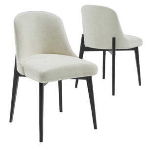 HomeRoots Set of Two Chenille Upholstered Dining Chairs with Solid Wood Legs for Modern 755770