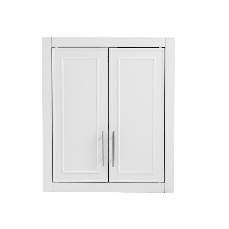 HomeRoots 22 Inch Shaker White Wood Bathroom Wall Cabinet with Double Doors for Storage 755772