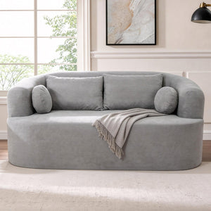 English Elm Loveseat Chenille Upholstered Sofa Compact Foam Seating for Small Apartments and Dens Gray W5385P454890