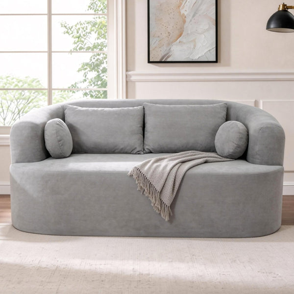 English Elm Loveseat Chenille Upholstered Sofa Compact Foam Seating for Small Apartments and Dens Gray W5385P454890