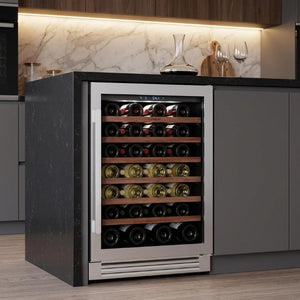 34 Inch Stainless Steel Single Zone Wine Cooler with Clear Glass Door for Kitchen