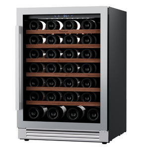HomeRoots 34 Inch Stainless Steel Single Zone Wine Cooler with Clear Glass Door for Kitchen 755844