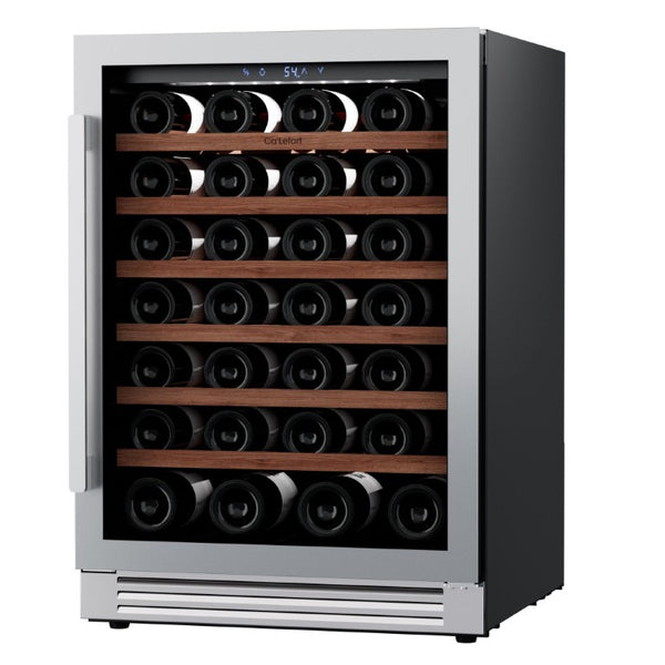 HomeRoots 34 Inch Stainless Steel Single Zone Wine Cooler with Clear Glass Door for Kitchen 755844