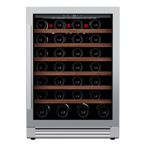 34 Inch Stainless Steel Single Zone Wine Cooler with Clear Glass Door for Kitchen