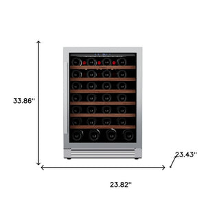 34 Inch Stainless Steel Single Zone Wine Cooler with Clear Glass Door for Kitchen