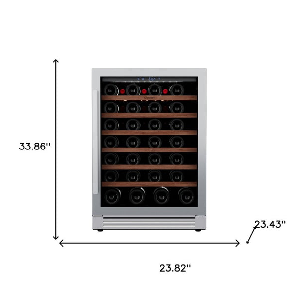 34 Inch Stainless Steel Single Zone Wine Cooler with Clear Glass Door for Kitchen
