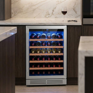 32 Inch Freestanding Metal Wine Cooler with Single Zone Chilling for Modern Kitchens
