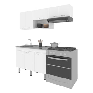 English Elm Kronos White Modular Kitchen Set with Streamlined Cabinets, Spacious Storage & Sleek Melamine Finish B062S01386