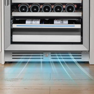 69 Inch Dual Zone Freestanding Wine Cooler with Glass Door and Sleek Metal Frame