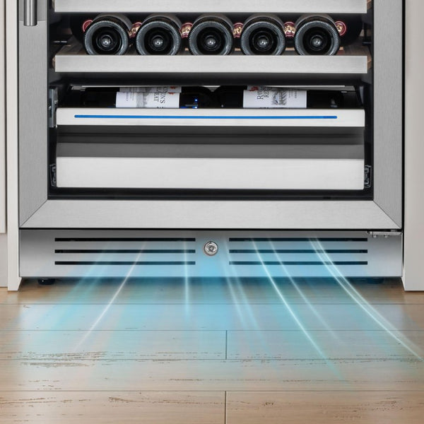 69 Inch Dual Zone Freestanding Wine Cooler with Glass Door and Sleek Metal Frame