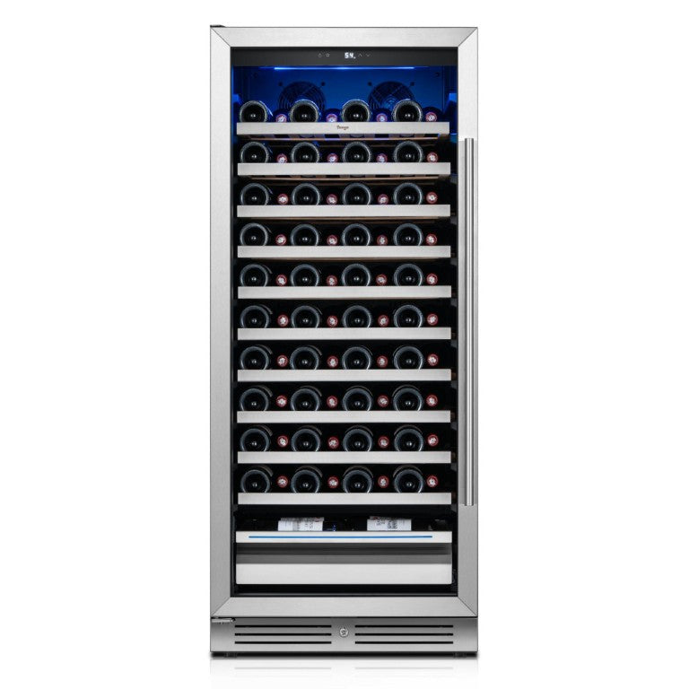 HomeRoots 55 Inch Freestanding Wine Cooler with Glass Door and Sleek Metal Frame for Modern Kitchens 755877