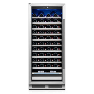 HomeRoots 55 Inch Freestanding Wine Cooler with Glass Door and Sleek Metal Frame for Modern Kitchens 755877
