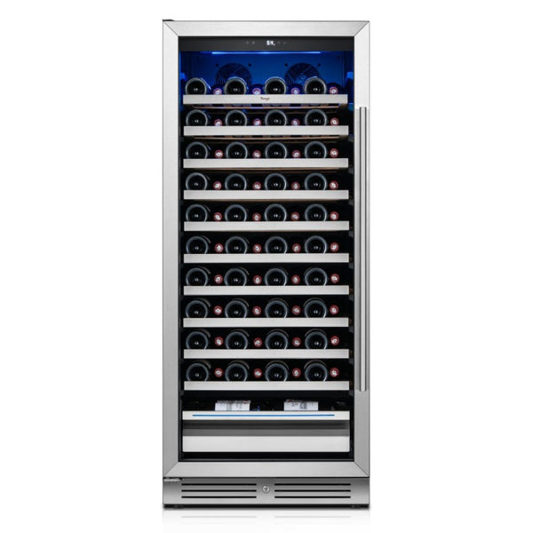 HomeRoots 55 Inch Freestanding Wine Cooler with Glass Door and Sleek Metal Frame for Modern Kitchens 755877