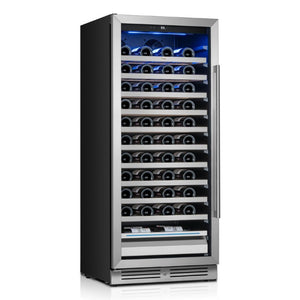 55 Inch Freestanding Wine Cooler with Glass Door and Sleek Metal Frame for Modern Kitchens