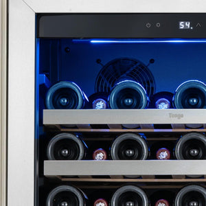 55 Inch Freestanding Wine Cooler with Glass Door and Sleek Metal Frame for Modern Kitchens