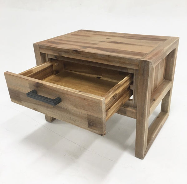 VIG Furniture Mandy Nutmeg Acacia Console & End Table Set — Solid Wood Storage, Modern Lines, Black Pulls, No Assembly VGWHMANDY-NUT