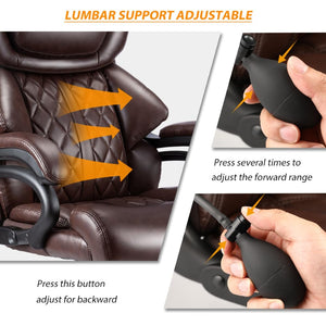 English Elm 500lbs Heavy Duty Executive Chair Wide Spring Seat Ergonomic High Back Home Office Brown W5201P418320