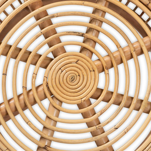 English Elm Modern Rattan Round End Table Woven Openwork Frame Bohemian Accent for Living Room B2750P420342