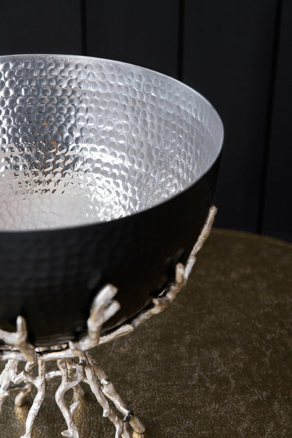 English Elm 11x11x13.8" Aluminum Twig Stand Bowl Nickel Matte Black Organic Modern Centerpiece W2078P489709