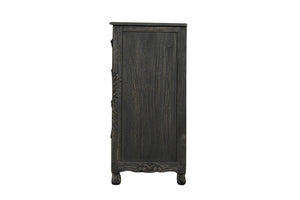 57 Inch Solid Wood Nine Drawer Dresser with Carved Floral Detail for Elegant Bedroom Storage