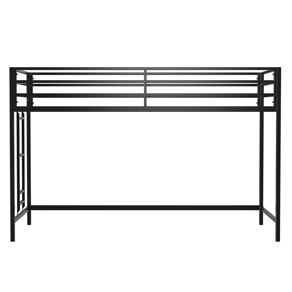 English Elm Adam Sturdy Junior Twin Loft Bed Black with Full Guardrails, Metal Slats, Ladder & Assembly Tool B083P168426