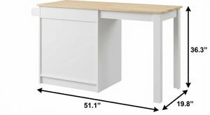 51 Inch Rolling Kitchen Cart with Flat Panel Doors Solid Wood Island and Storage