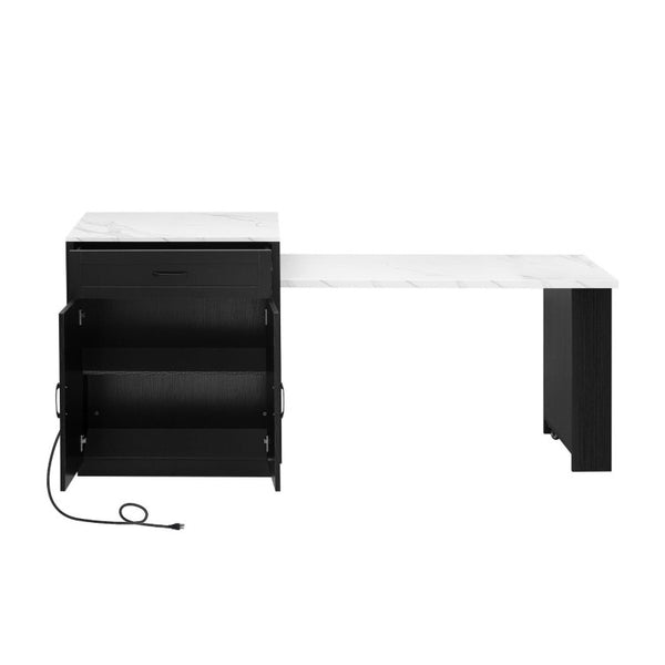 55 Inch Wooden Kitchen Cart with Flat Panel Doors and Ample Cabinet Storage Space