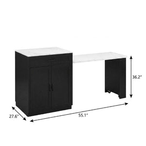 55 Inch Wooden Kitchen Cart with Flat Panel Doors and Ample Cabinet Storage Space