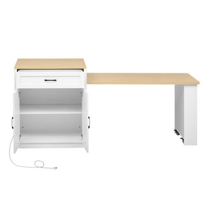 HomeRoots 55 Inch Wooden Kitchen Cart with Flat Panel Doors and Ample Cabinet Storage Space Brown / White 755916