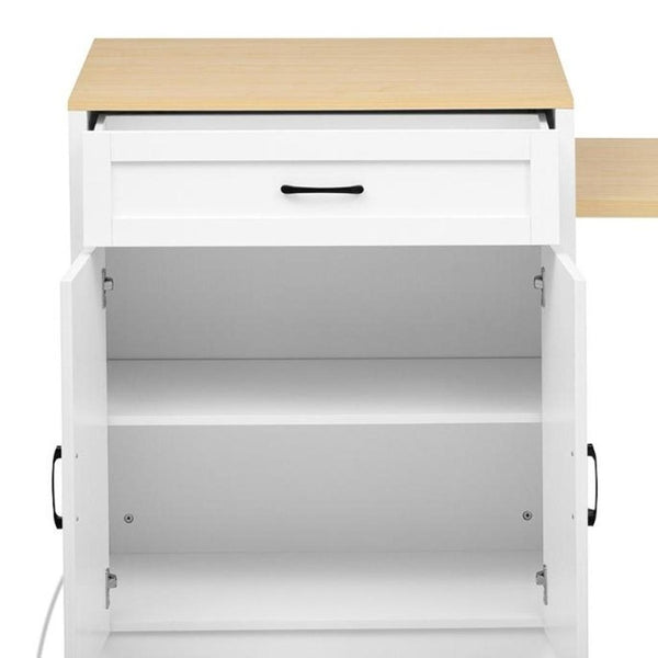 55 Inch Wooden Kitchen Cart with Flat Panel Doors and Ample Cabinet Storage Space