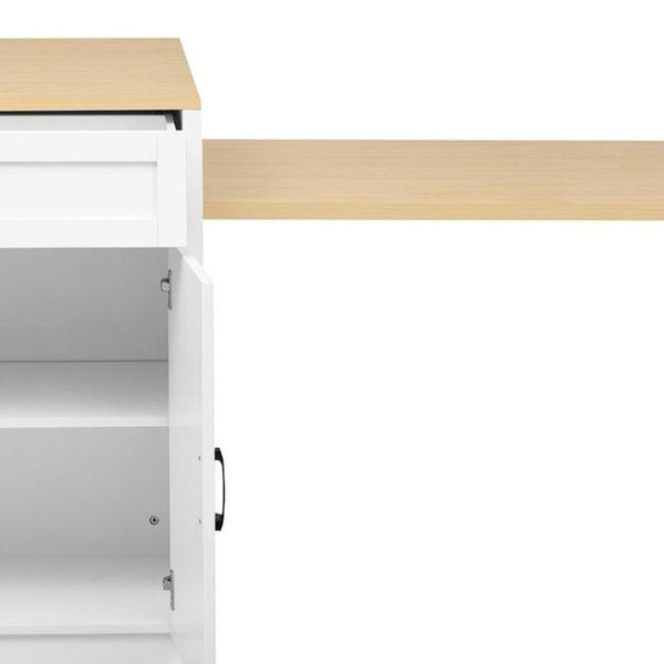 55 Inch Wooden Kitchen Cart with Flat Panel Doors and Ample Cabinet Storage Space