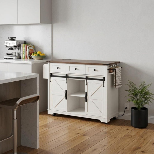 I Need to Create a Common Title for a 54-inch Rolling Kitchen Cart with Usb Charging, Flat Door Wood Storage Cabinet.