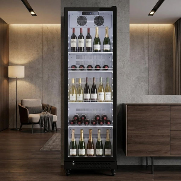 75 Inch Glass Door Beverage Cooler Single Zone Freestanding Bar Mini Refrigerator