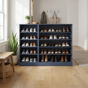 French Solid Wood Shoe Storage Cabinet Elegant Entryway Organizer with Spacious Capacity