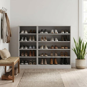 Off White Solid Wood Shoe Cabinet with Elegant Entryway Storage and Clean Finish
