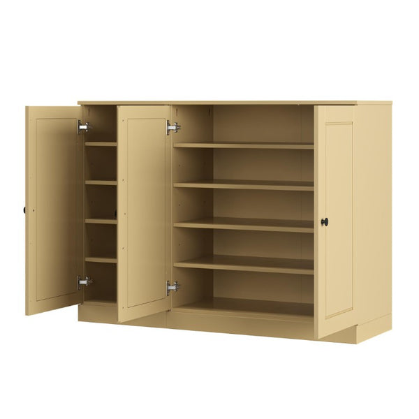 HomeRoots Yellow Solid Wood Entryway Shoe Cabinet Organized Storage for Hallway Spaces 755966