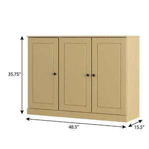 Yellow Solid Wood Entryway Shoe Cabinet Organized Storage for Hallway Spaces