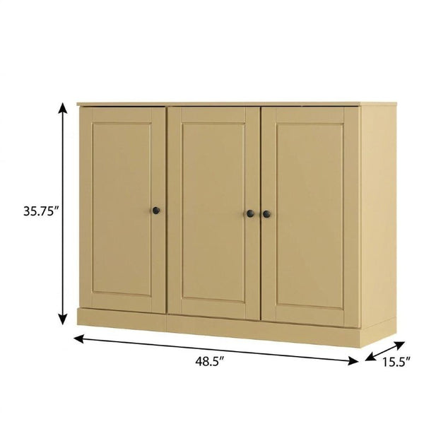 Yellow Solid Wood Entryway Shoe Cabinet Organized Storage for Hallway Spaces