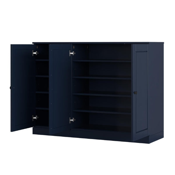 HomeRoots Navy Solid Wood Shoe Storage Cabinet Entryway Organizer with Sleek Modern Design 755971