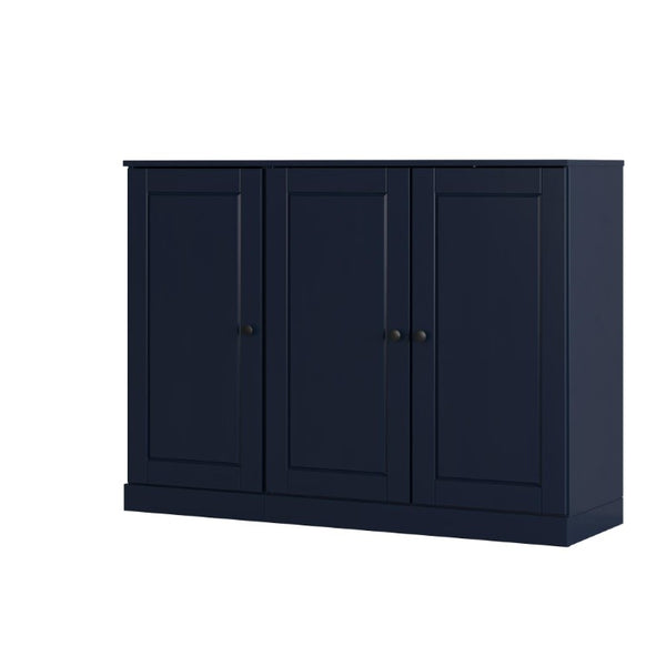 Navy Solid Wood Shoe Storage Cabinet Entryway Organizer with Sleek Modern Design
