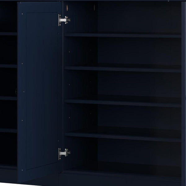 Navy Solid Wood Shoe Storage Cabinet Entryway Organizer with Sleek Modern Design