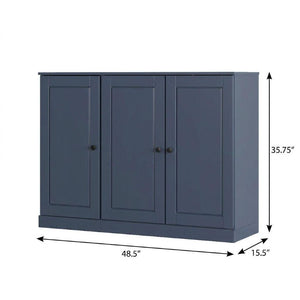 French Blue Solid Wood Shoe Storage Cabinet for Entryway Organizer with Sleek Design