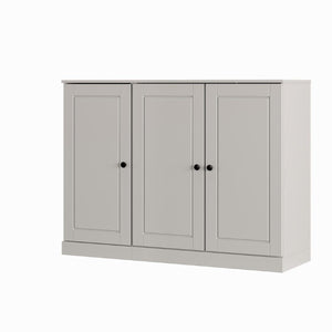 Off White Solid Wood Shoe Cabinet Entryway Organizer with Clean Minimalist Design