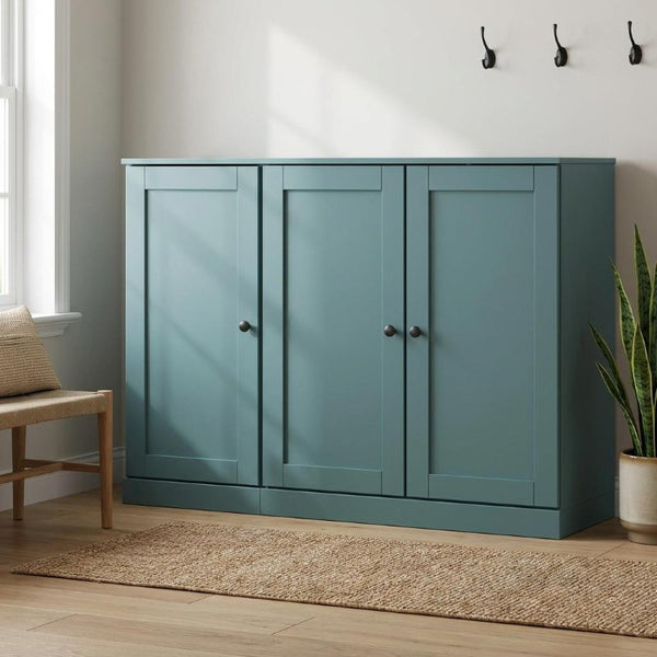Aqua Solid Wood Shoe Cabinet Entryway Organizer with Ample Storage Space