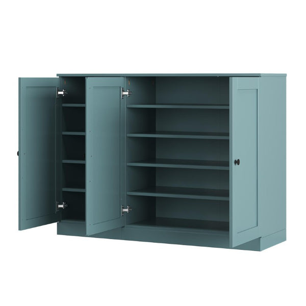 Aqua Solid Wood Shoe Cabinet Entryway Organizer with Ample Storage Space