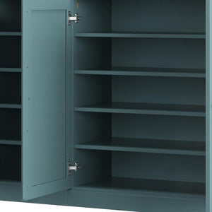 Aqua Solid Wood Shoe Cabinet Entryway Organizer with Ample Storage Space