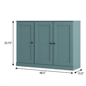 Aqua Solid Wood Shoe Cabinet Entryway Organizer with Ample Storage Space